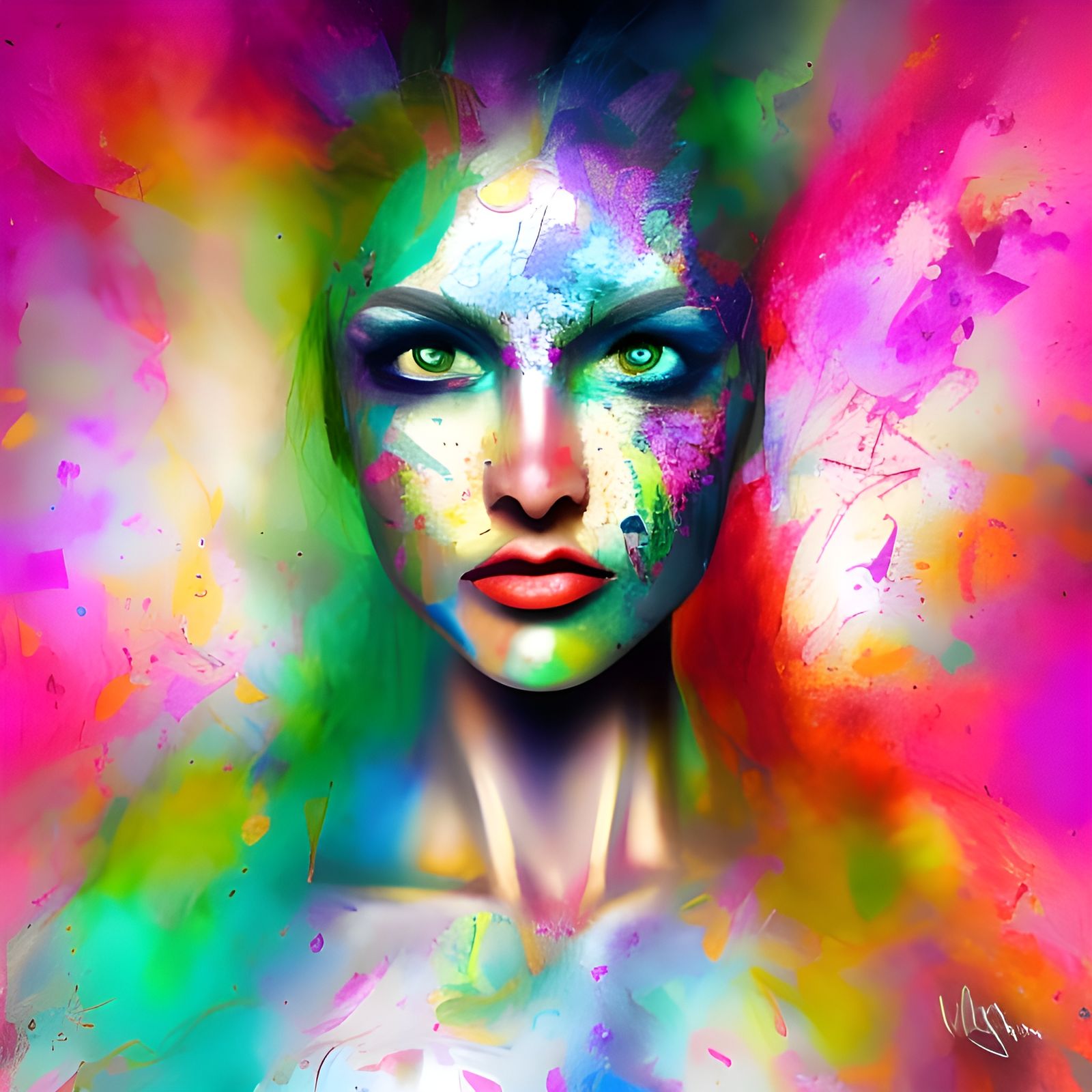 Shattered Beauty: Hyperrealistic Woman Portrait