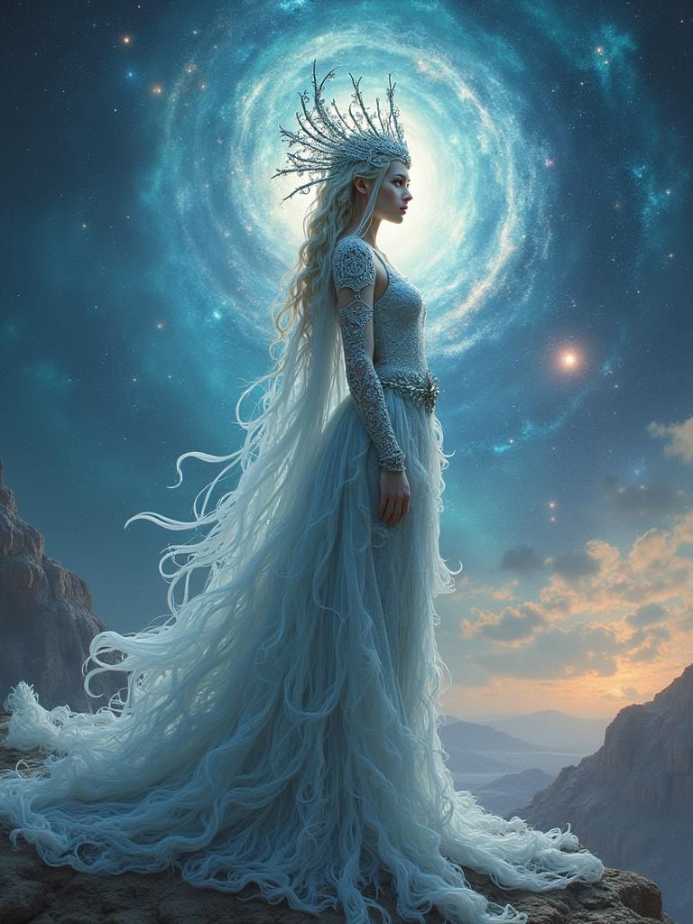Celestial Empress in Ethereal Astral Landscape