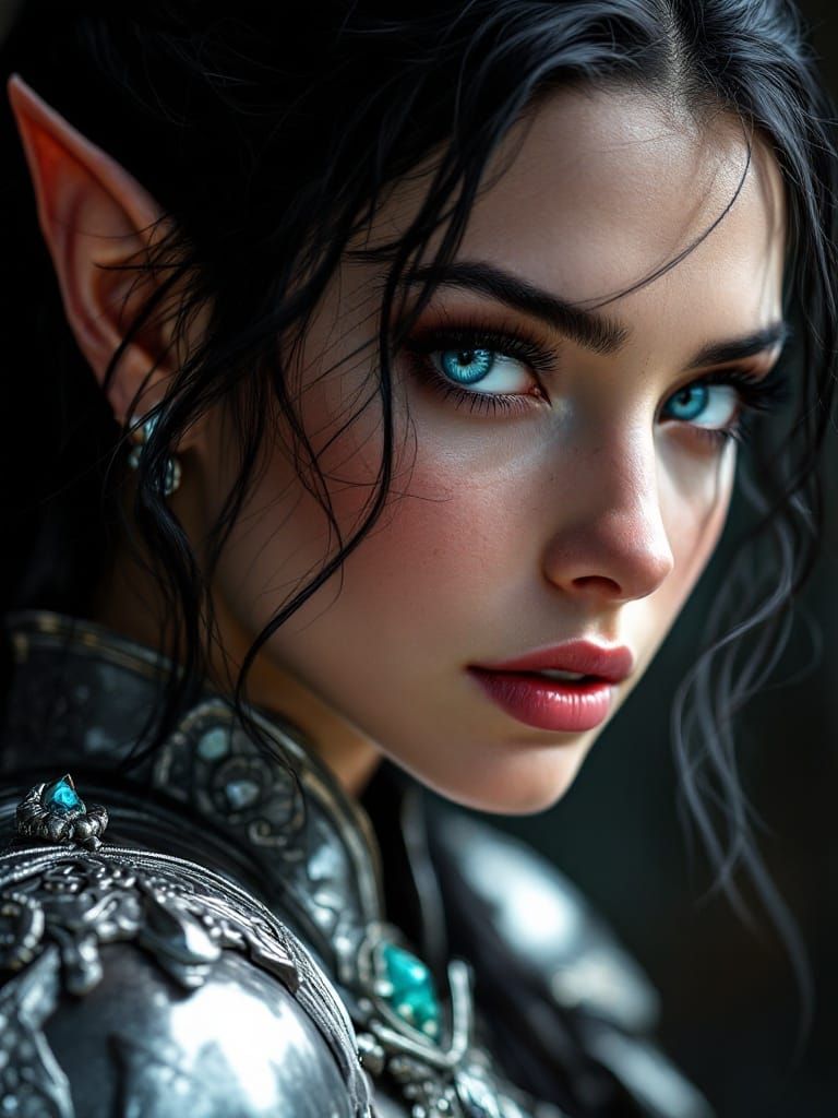 Majestic Female Elf in Realistic Armor