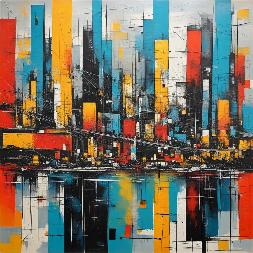 Cityscape in Cartoon Style with Complementary Colors