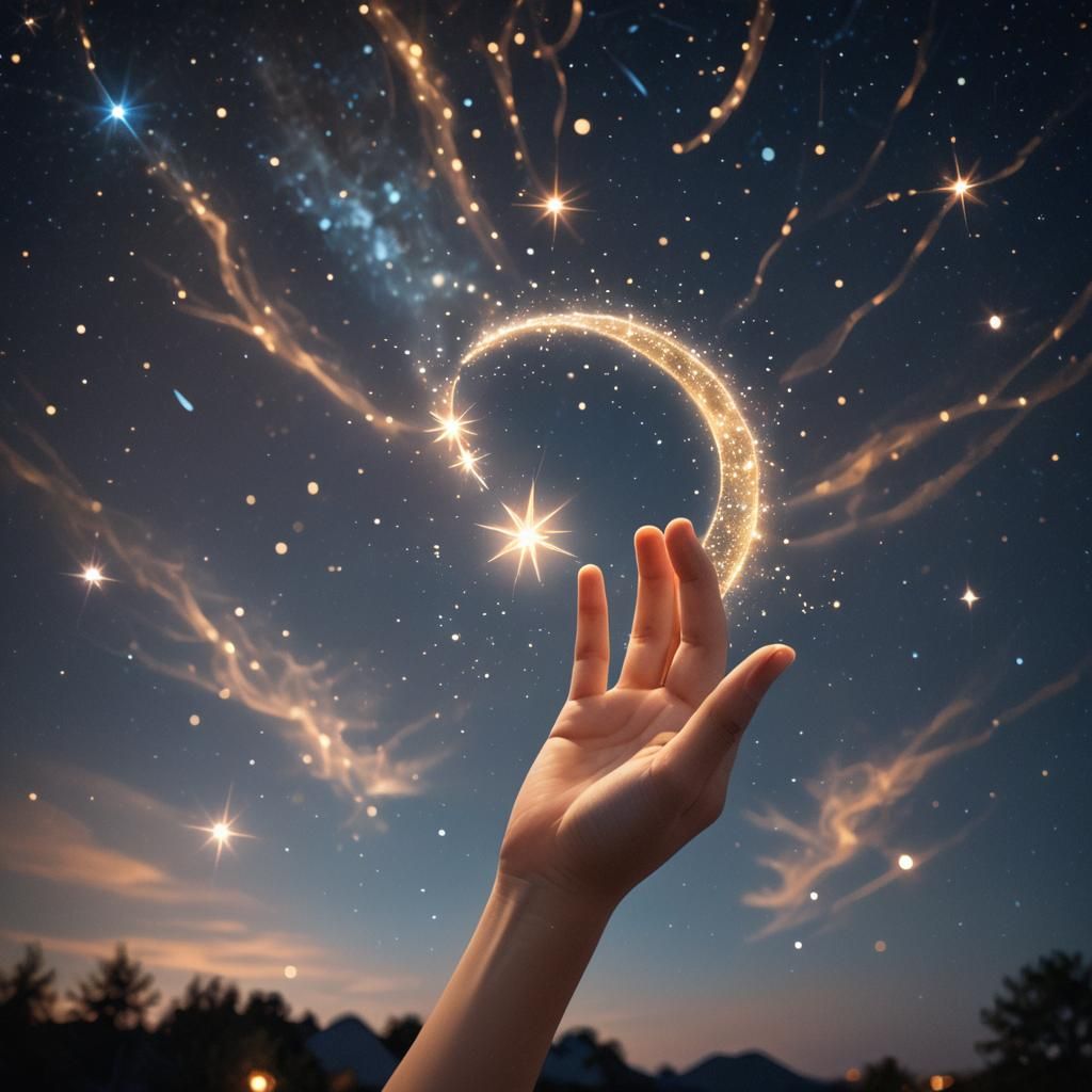 Magical Realism: Girl Reaching for Glowing Star