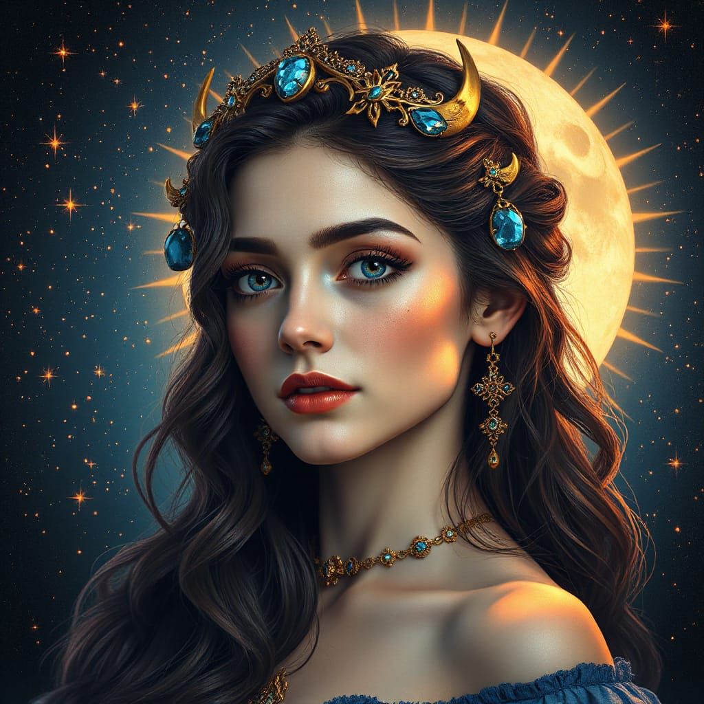 Ethereal Lady Night in Sapphire and Starlight