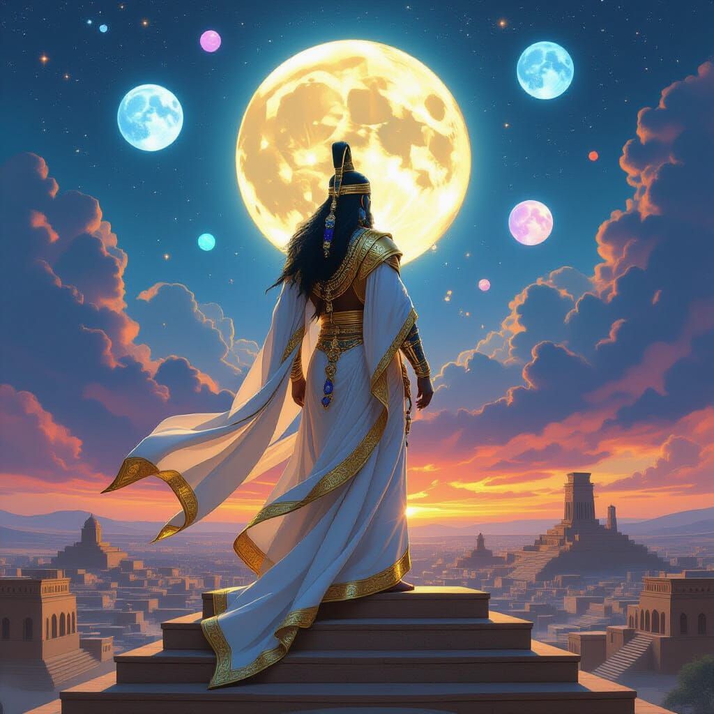 Annunaki God-King Enki Overlooks Ancient City