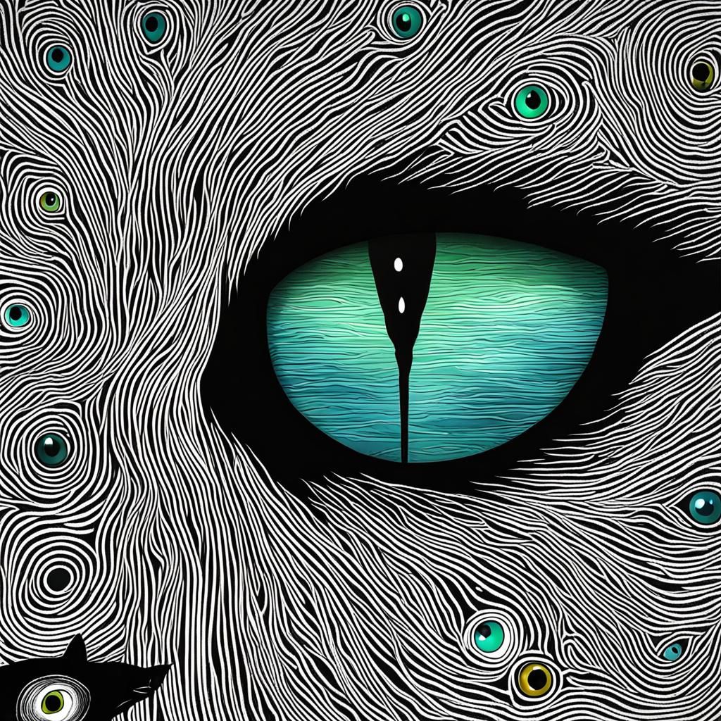 Minimalist Cat Eyes in the Night