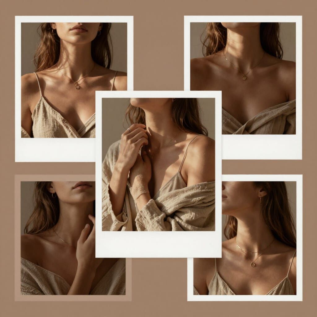 Faceless Feminine Aesthetic Moodboard in Warm Tones