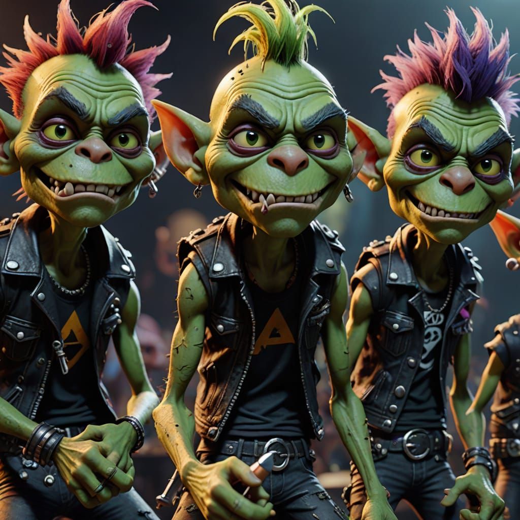 Punk Rock Goblin Band Magazine Cover in CGI Style