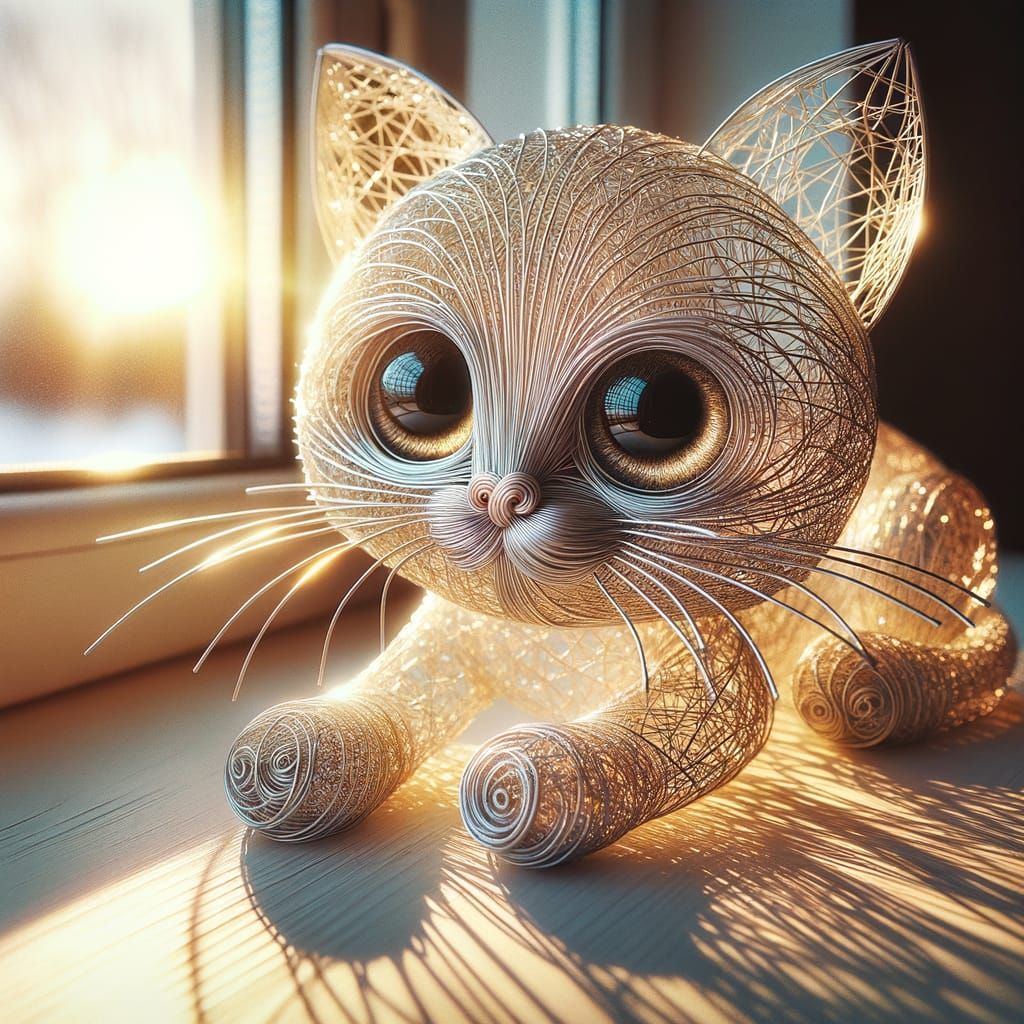 Wire Kitten Sculpture