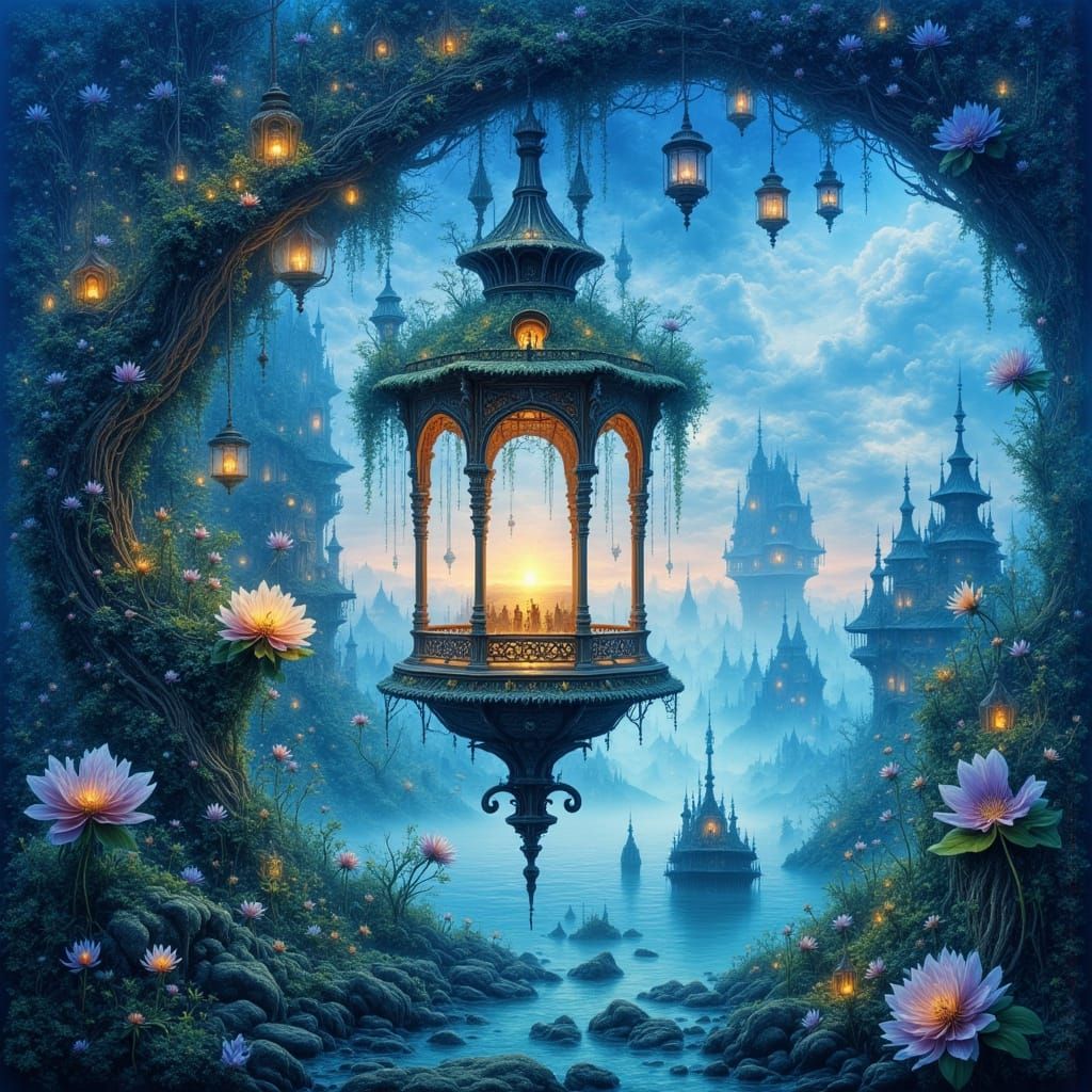 Mystical Ocean Lantern in Ethereal Fantasy Style