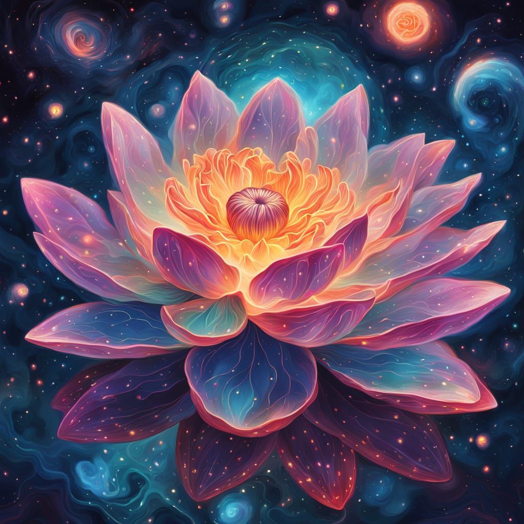 Cosmic Lotus Flower Blooms in Space