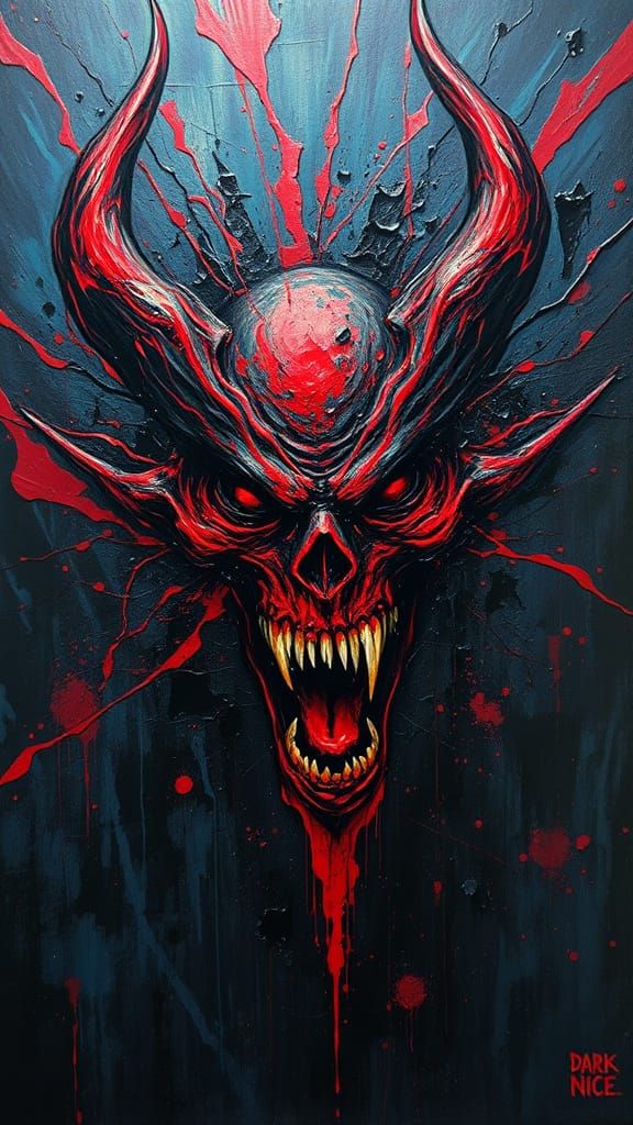 Raw Evil Abstract Art: Violent Brushstrokes of Dark Energy