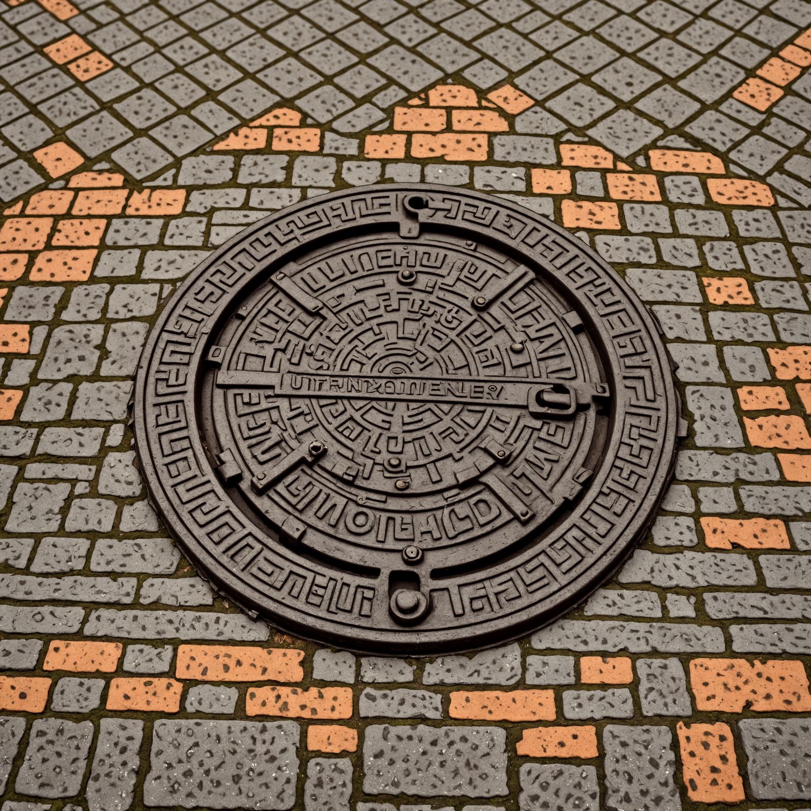 Intricately Detailed Manhole Cover in Hyperrealistic Style