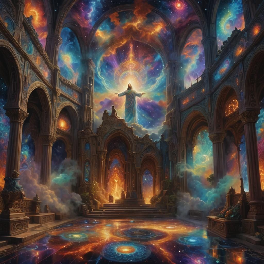 Ethereal Being Surrounded by Cosmic Energy