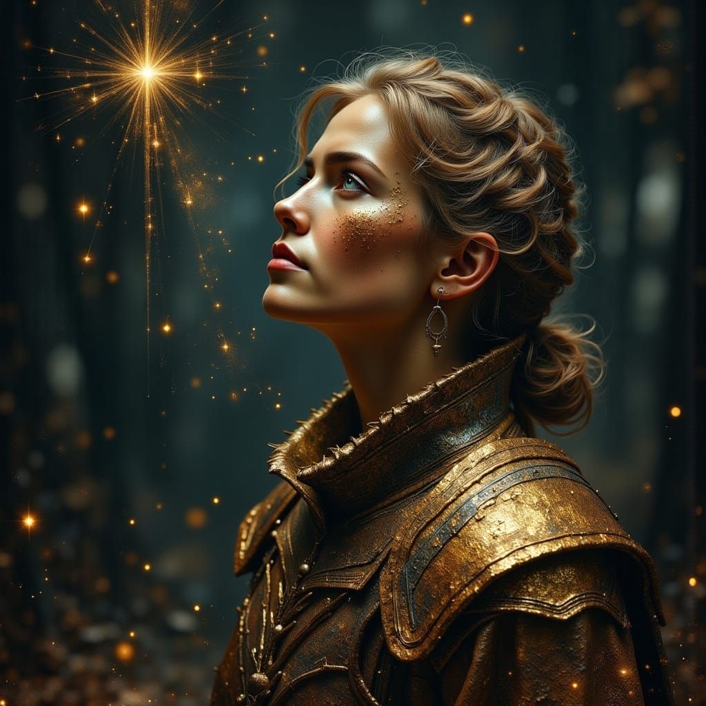Viking Shieldmaiden Reverence in Celestial Light