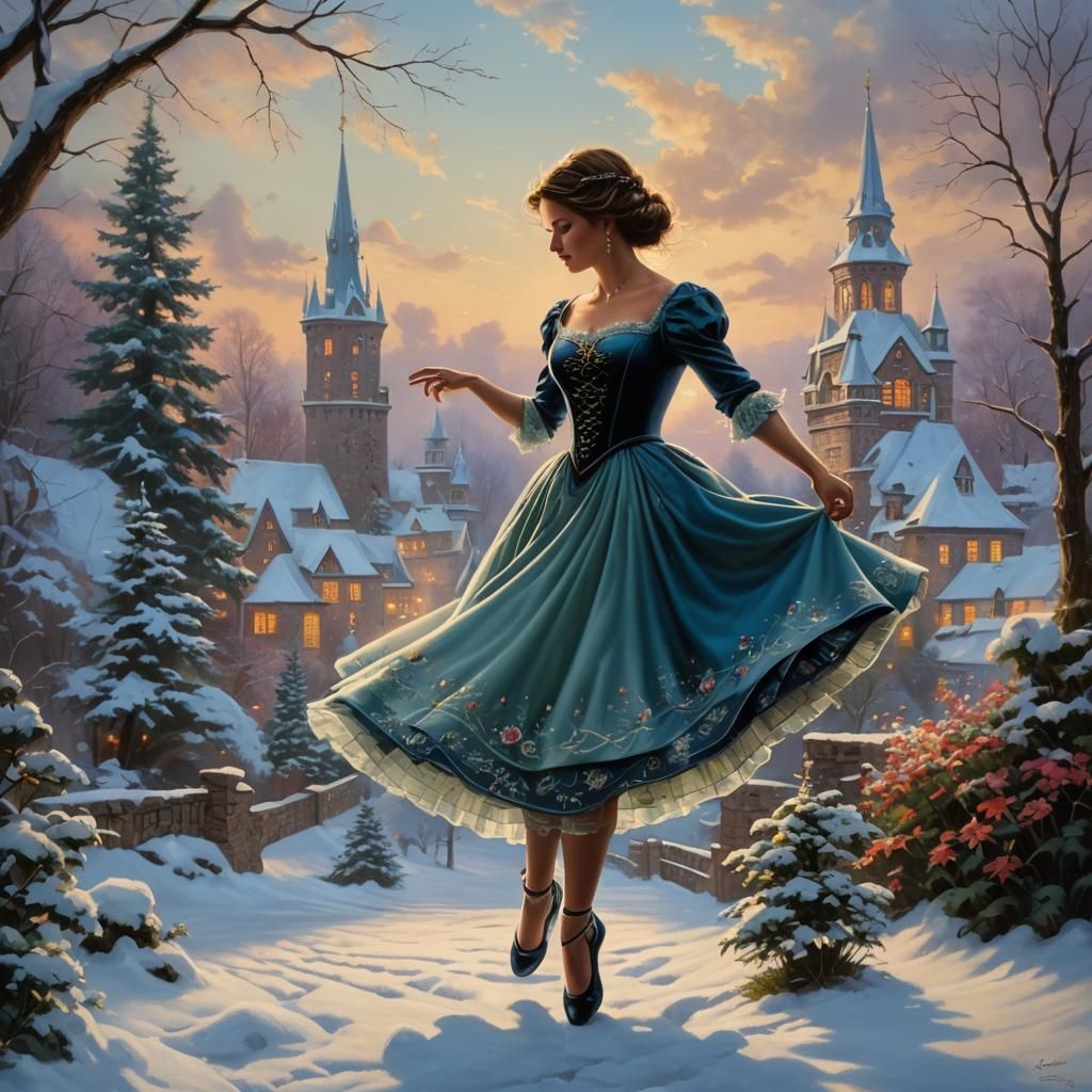 Graceful Ice Skater Silhouette in Pirouette, Photorealistic ...