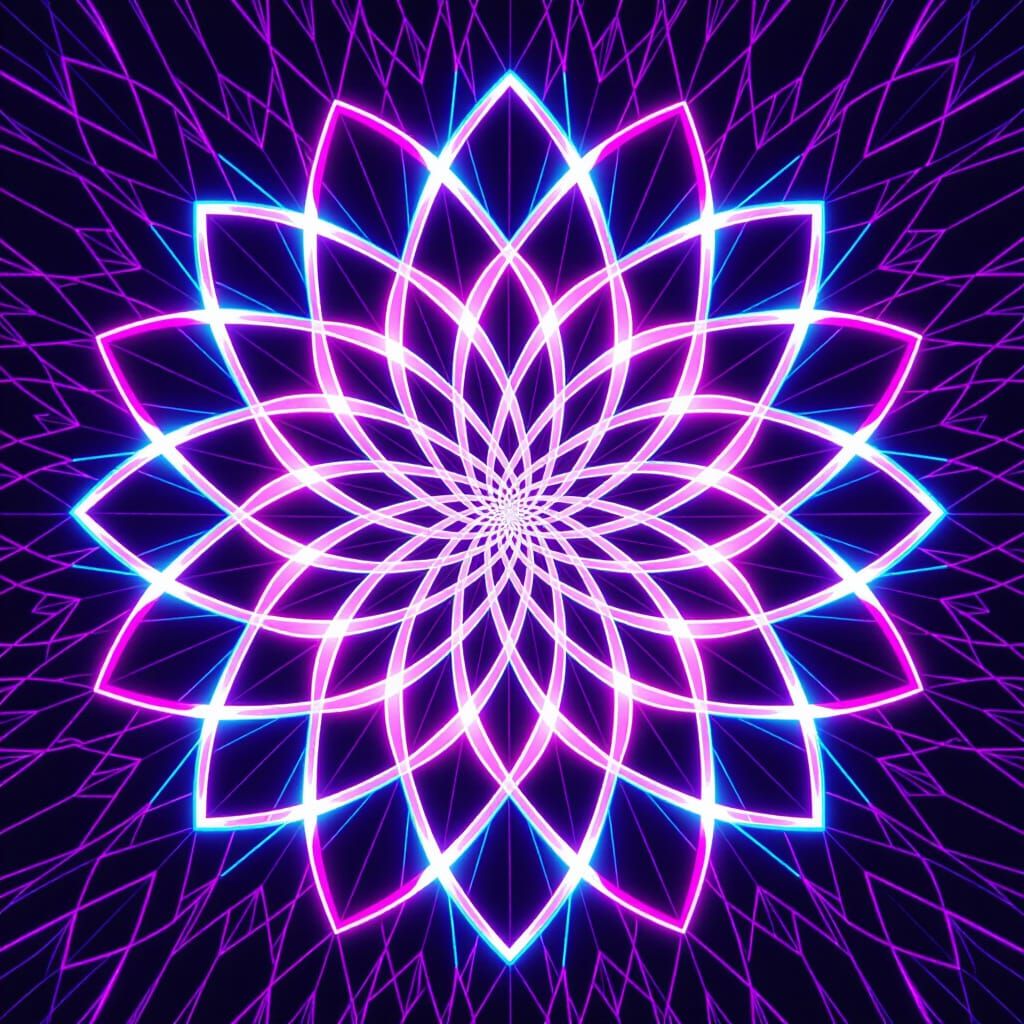 Radiant Fractal Bloom of Neon Energy