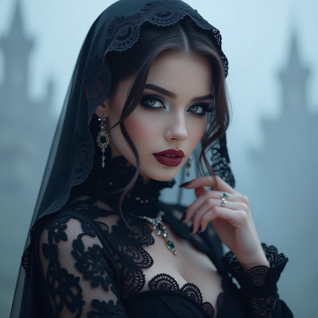 Gothic Girl in Misty Atmosphere: A Cyberpunk Romance