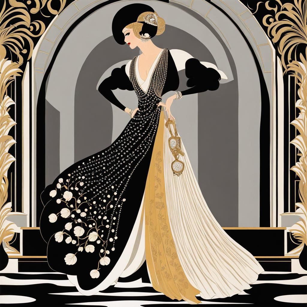 A fashionable woman by Coco Chanel and Erté