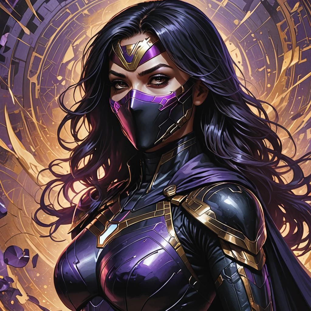 Female Superhero in Comic Book Art Style