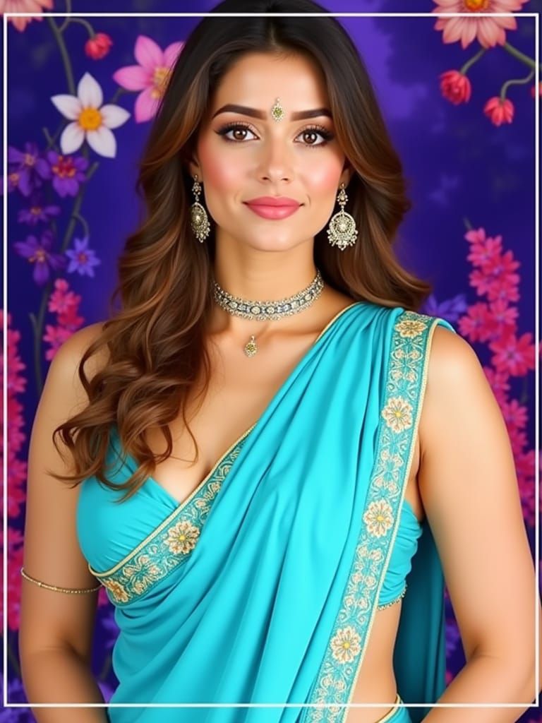 Girl in Saree: A Digital Ravi Varma Style Portrait