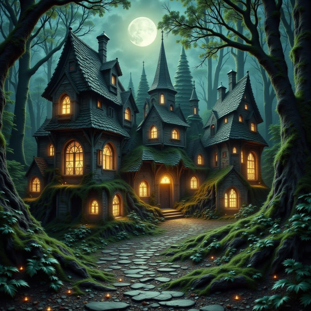 Eerie Christmas Village in Twilight Forest