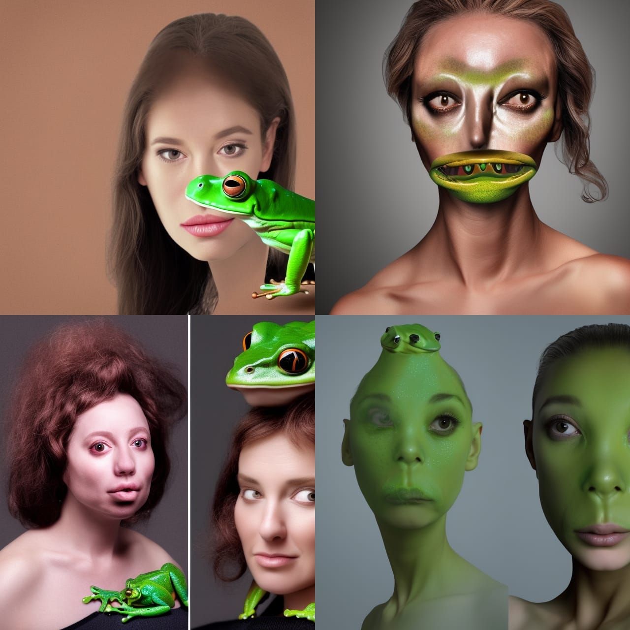 Visually Striking Woman-Frog Hybrid Portrait