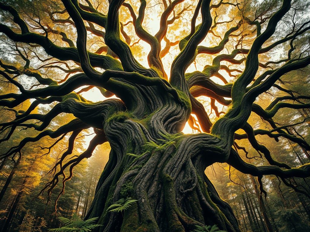 Majestic, 1000-Year-Old Tree in Golden Light