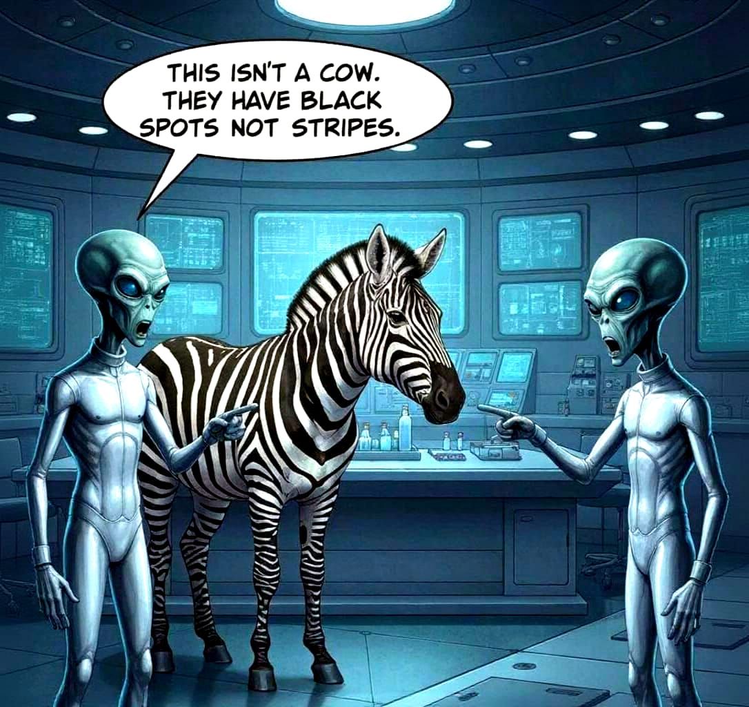 Alien Shouts at Cow Imposter in UFO Lab