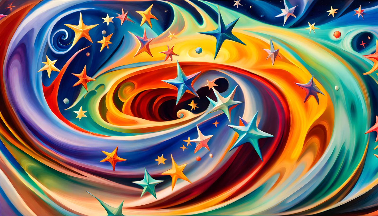 Iridescent Star Cluster Formation in Abstract Expressionism