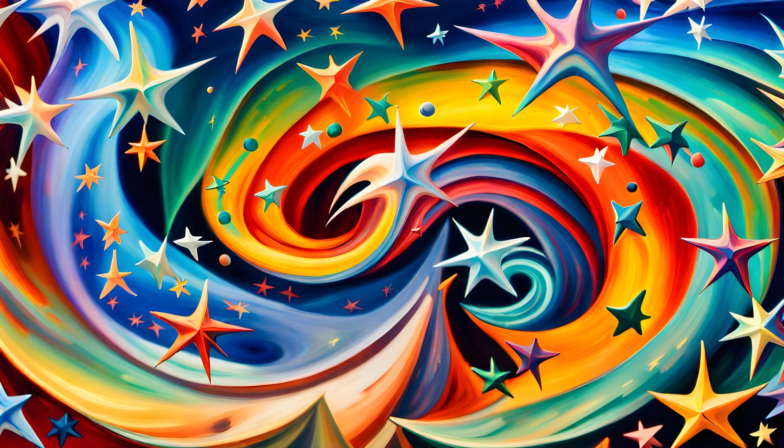 Iridescent Stars in Magnetic Vortex: Abstract Expressionism