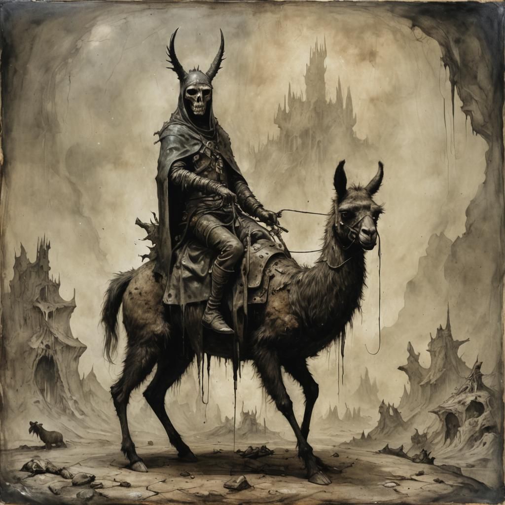 Grimdark Llama Rider of the Apocalypse