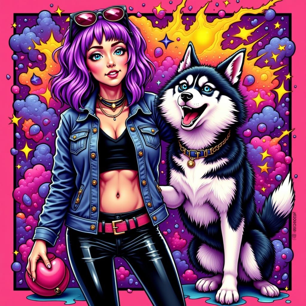 Punk Lady and Husky Sing Rock Song