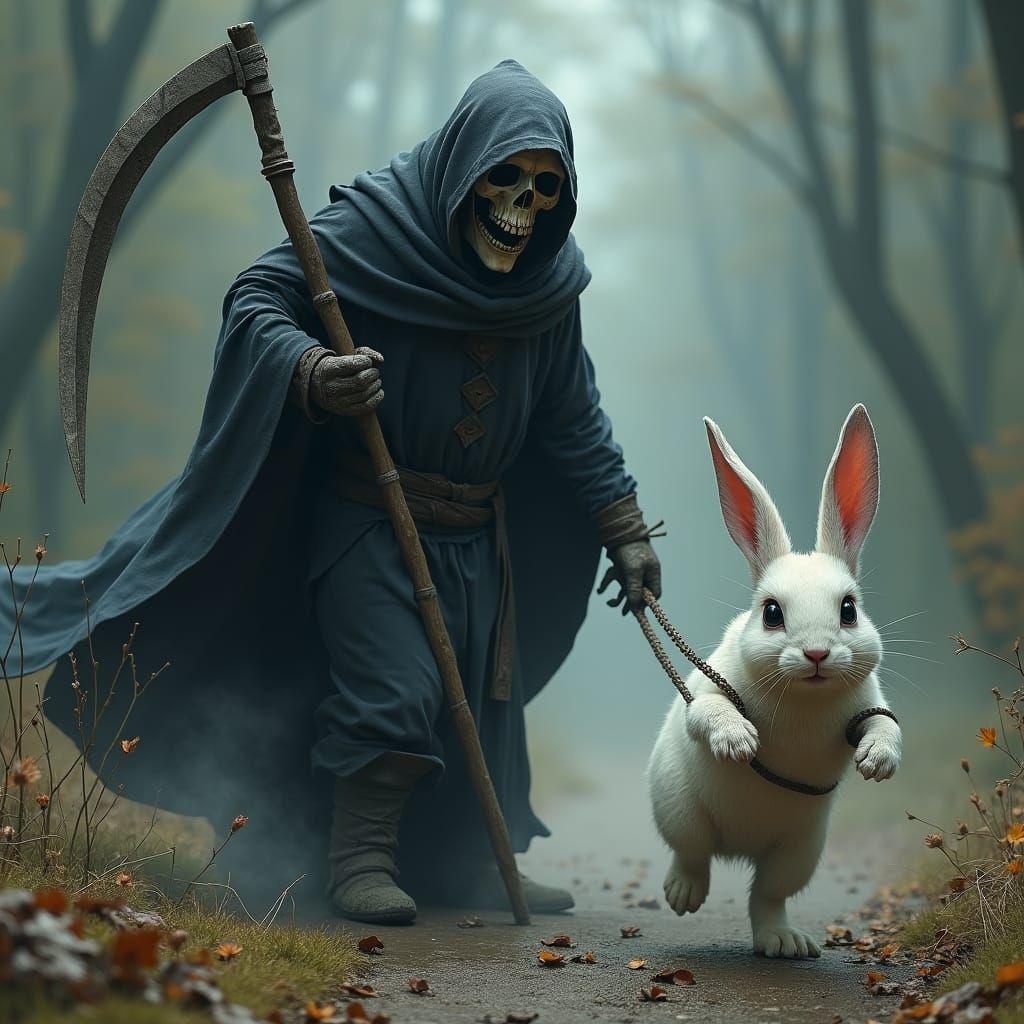 The Grim Reaper Bunny Guides a Soul