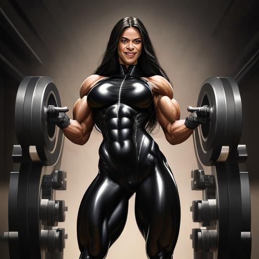 Muscle Goddess Flexing Biceps in Comic Book Art