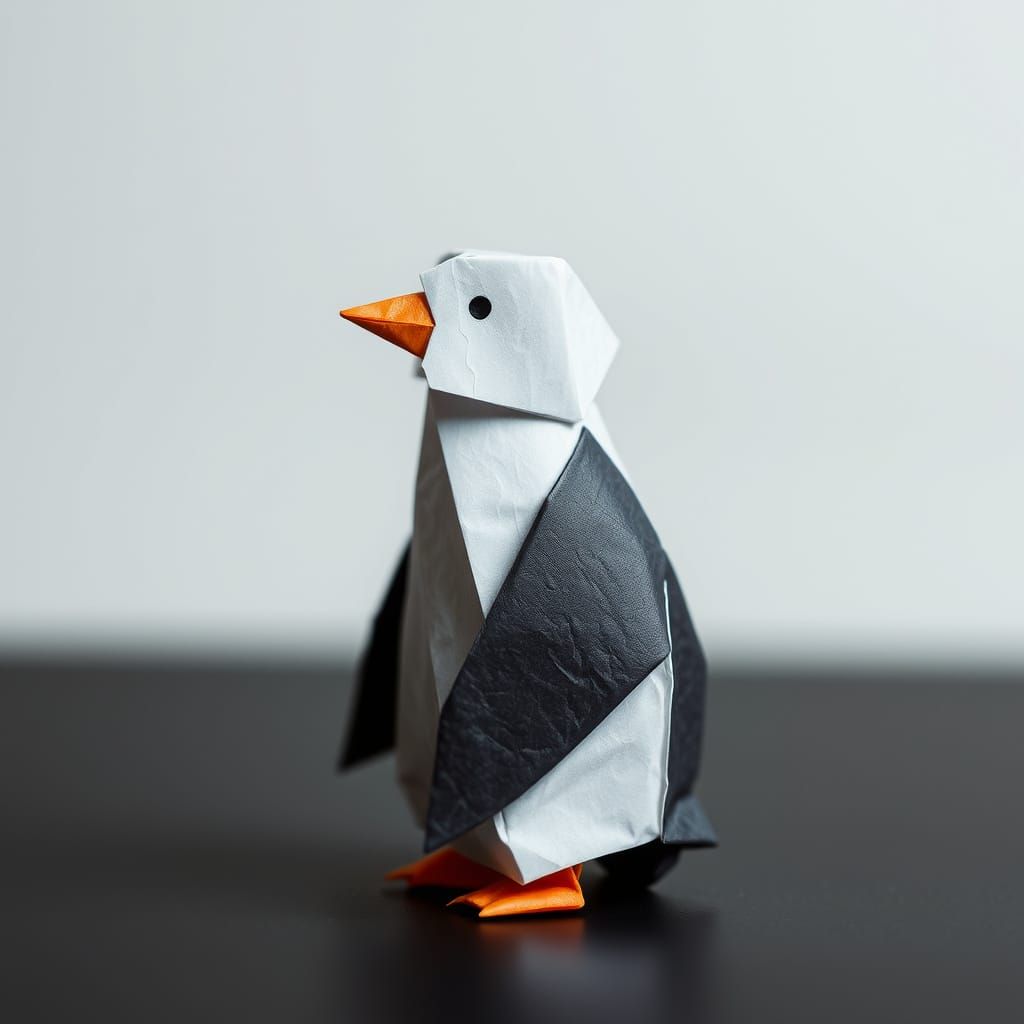 Delicate Origami Penguin in Soft Focus