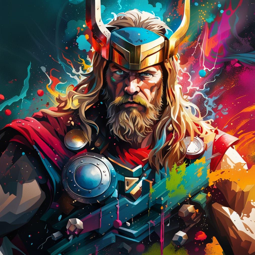 God Thor Graffiti Art: Vibrant Street Art