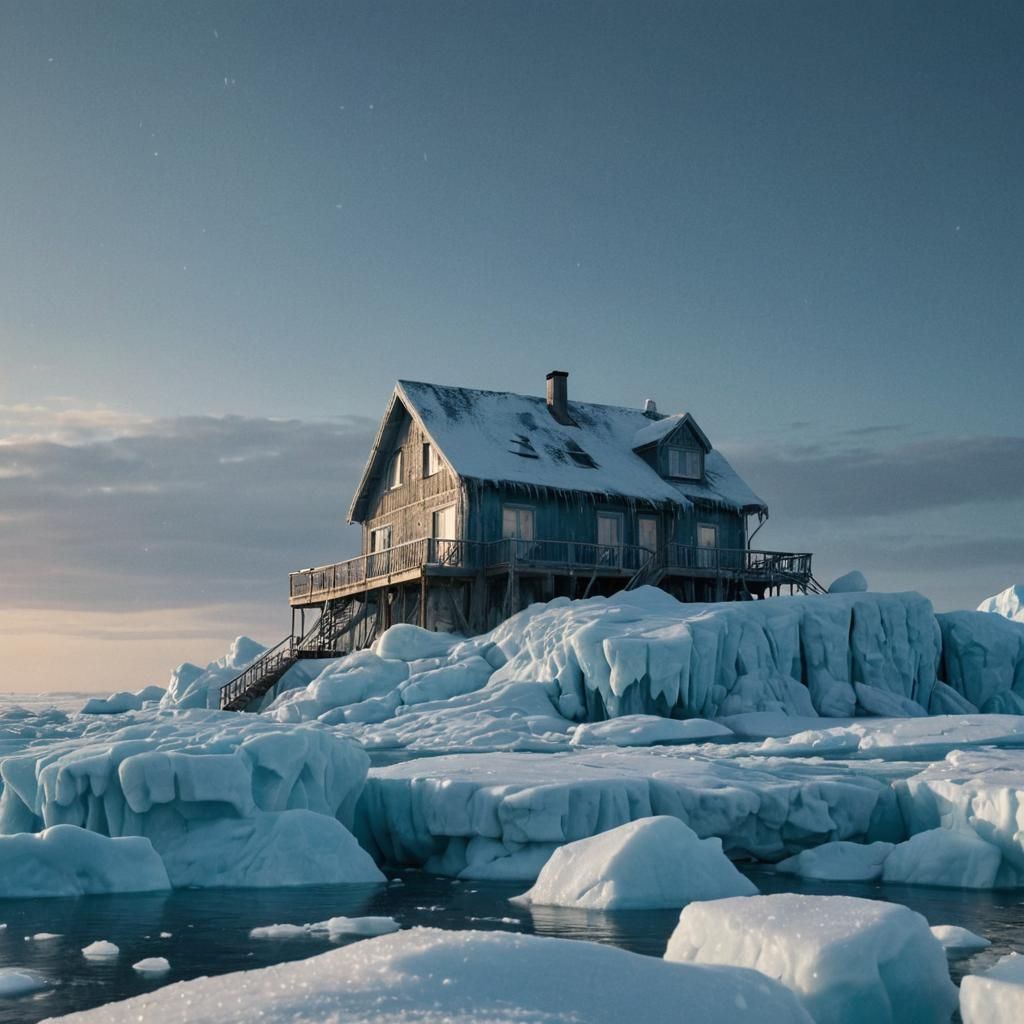 Cozy Summer House on Melting Iceberg Concept Art