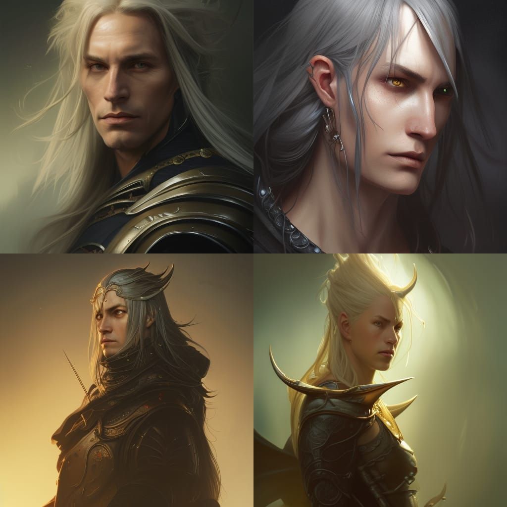 Elric of Melniboné: Regal Portrait in Art Nouveau Style