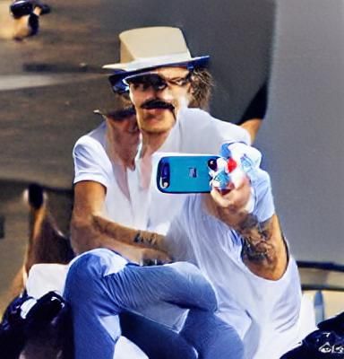 Man with Mustache Taking a Selfie