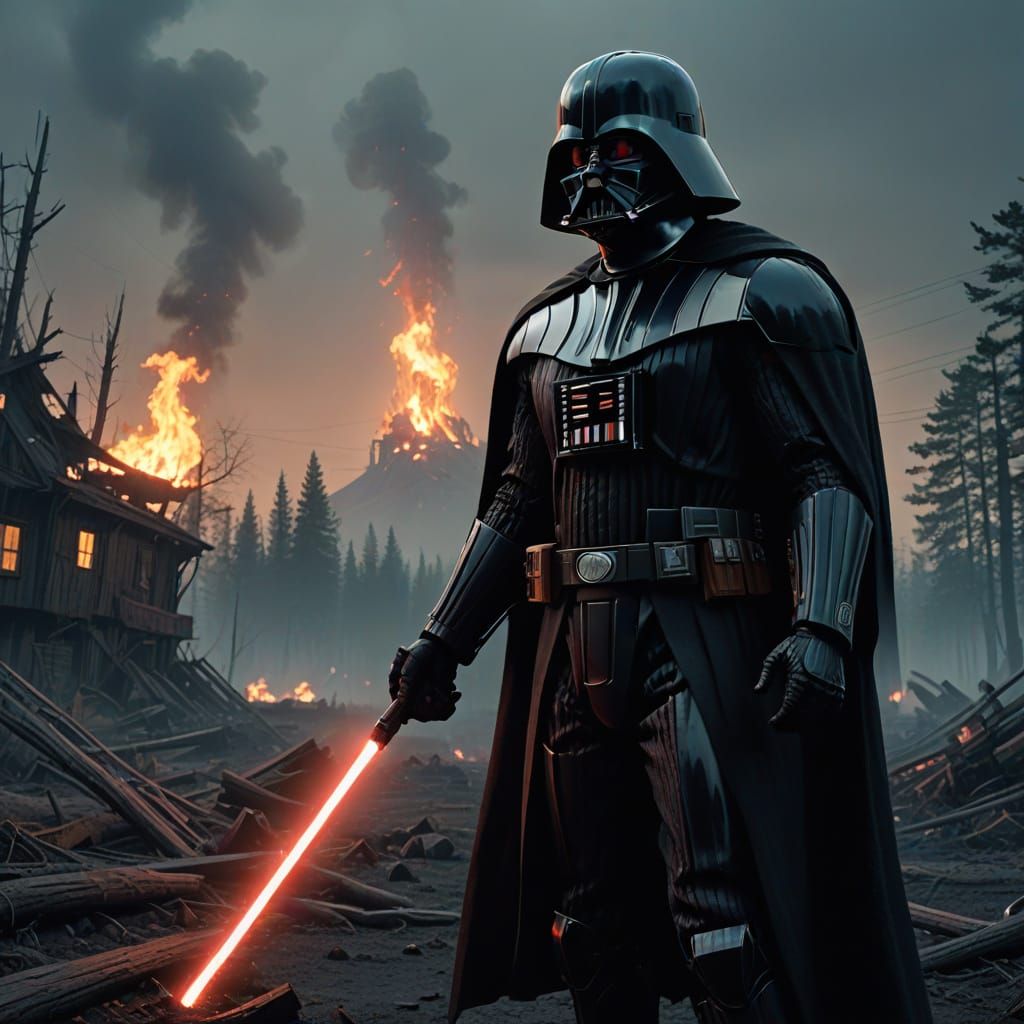 Darth Vader with his lightsaber