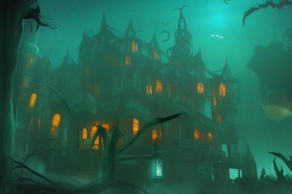 Underwater Halloween Village in Biopunk Style
