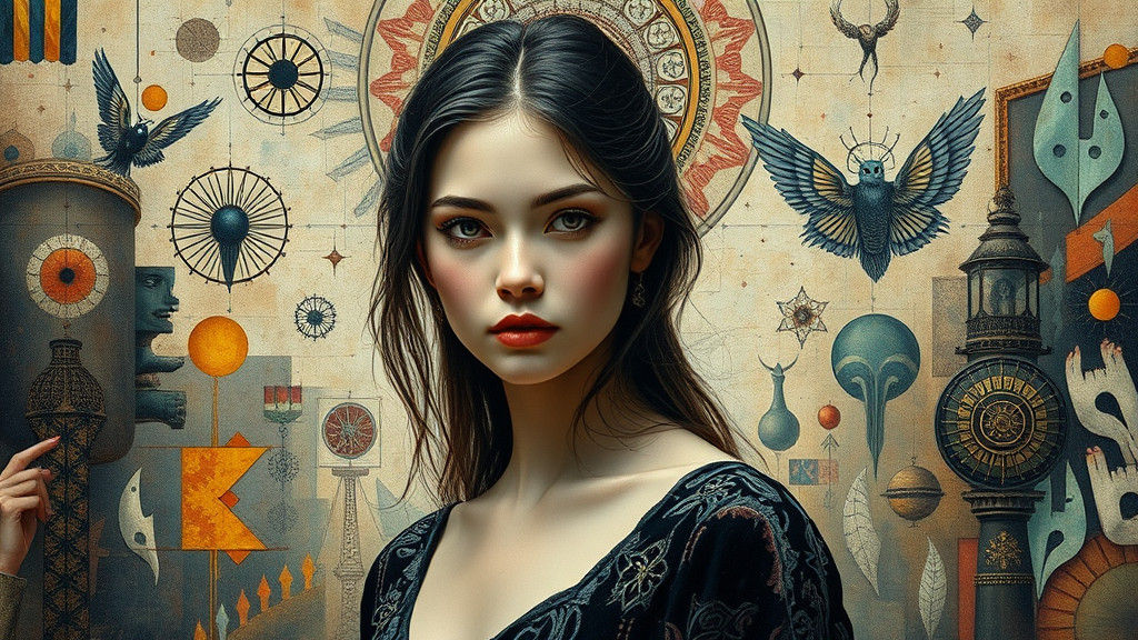 Dreamlike Woman in Surreal Art Deco Style