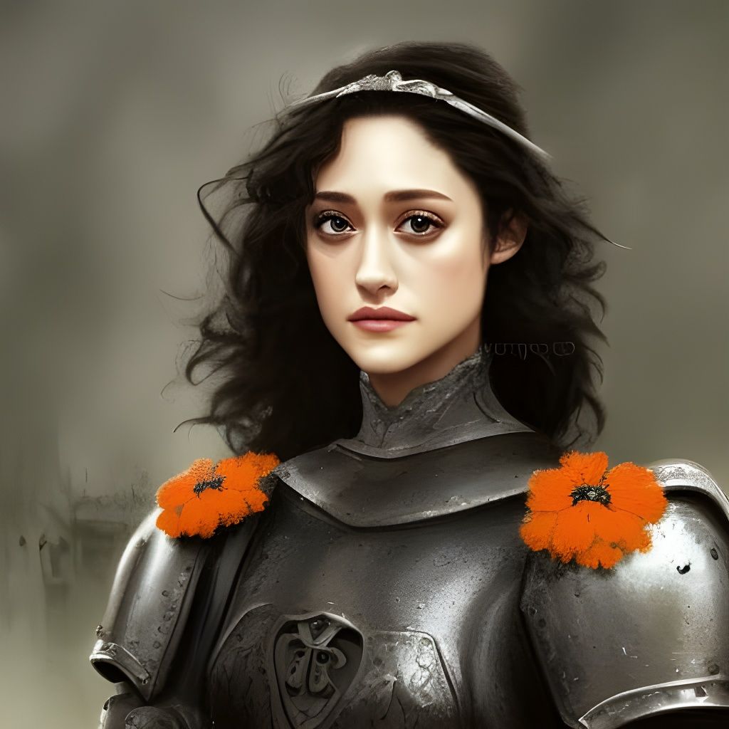 Medieval Portrait of a Woman in Ornate Armor