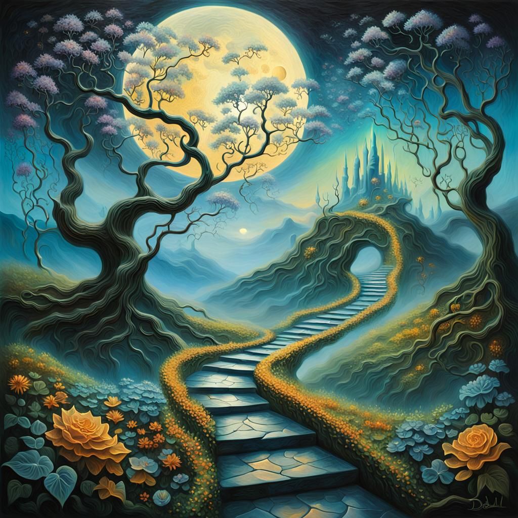 Surreal Moon Landscape in a Dreamlike Style