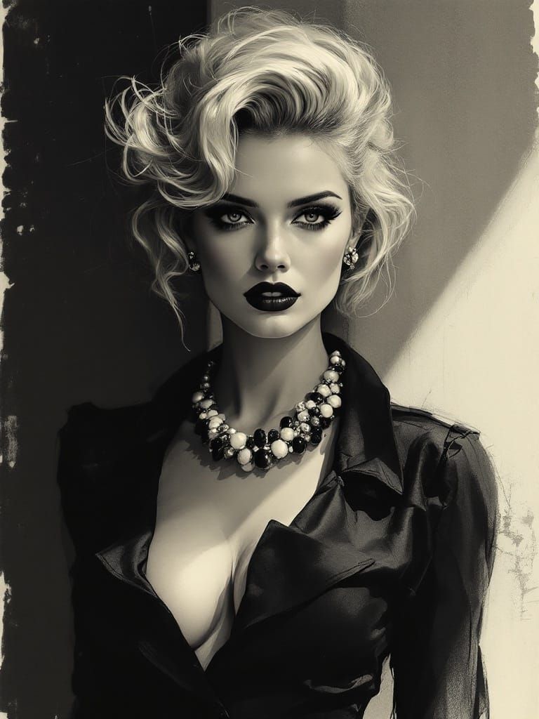 1950s Pin-Up Woman in Fashion Editorial Style