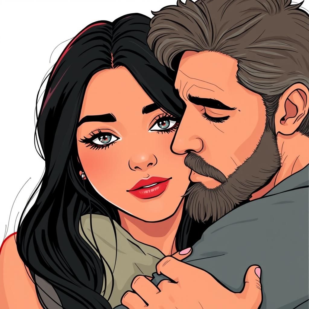 Loving Embrace in Comic Book Style Artwork