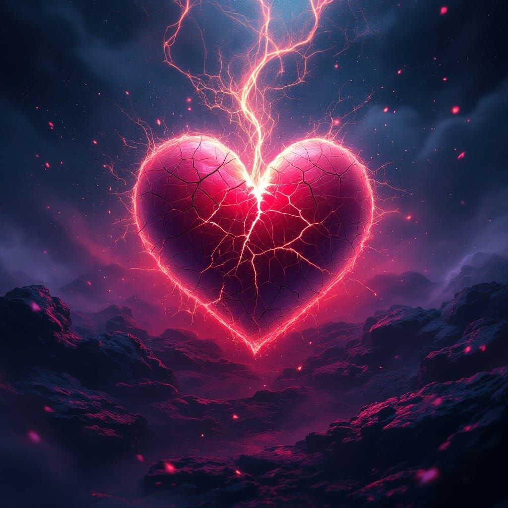 Shattered Heart in Ethereal Dreamscape