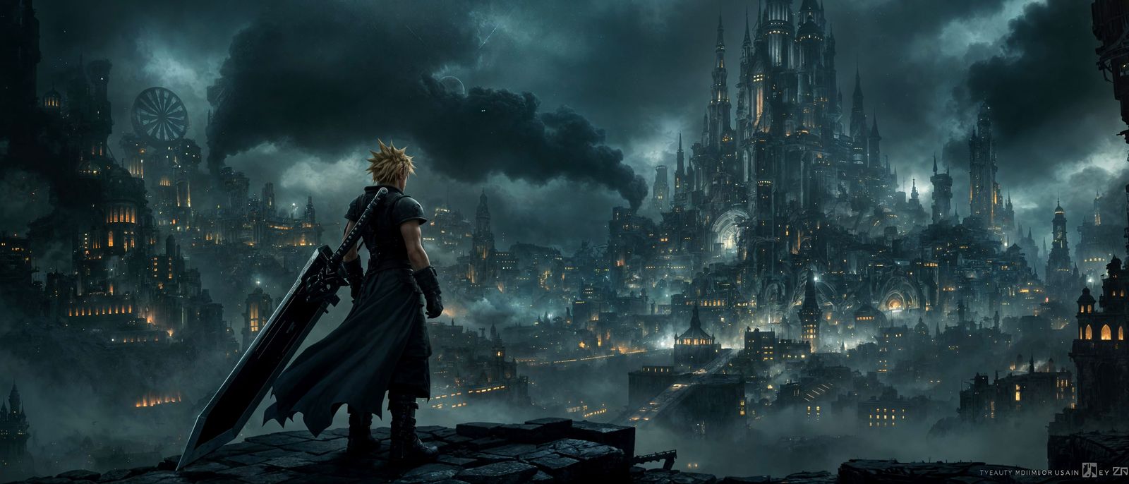 Cloud Strife in Epic Cinematic Digital Art