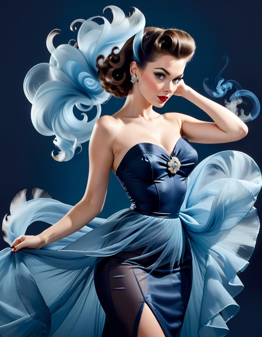 Elegant Pinup Woman in a Romantic 1950s Pose