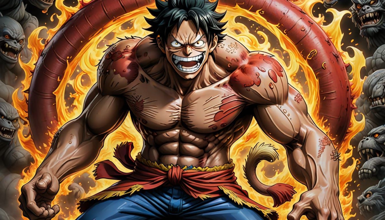 Cyberpunk-Inspired Ape-Luffy Hybrid