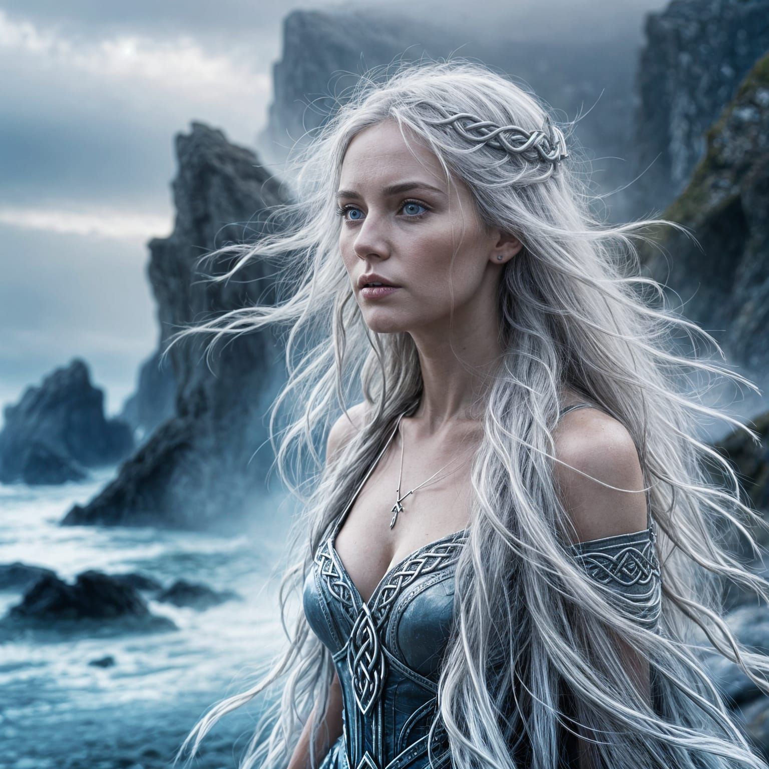 Mystical Winter Goddess in Scottish Highlands